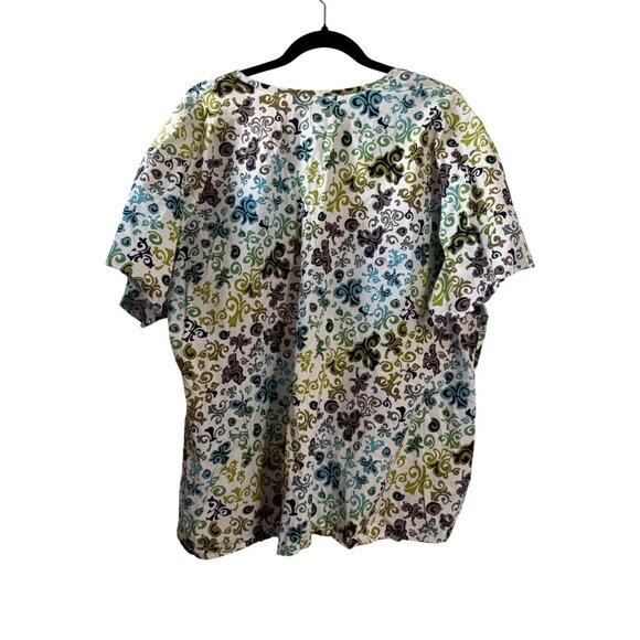 Med Couture Womens 2XL Scrub Top Floral Pattern 97% Cotton 3% Spandex - Picture 4 of 6